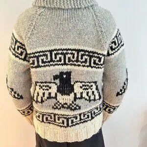 トップス  Kanata Handknitted Cowichan Eagle Cowichan Indian Canada Hand Knit Wool Cardigan Eagle Sweater